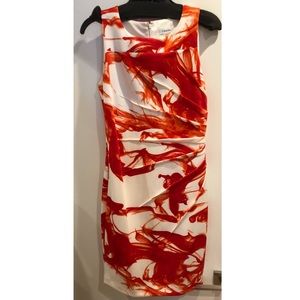 Calvin Klein Red and White Dress